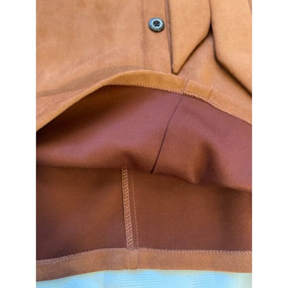 Shinestar Womens L Brown Faux Suede A-Line Skirt With Tie Waist Button Detail - Picture 11 of 12